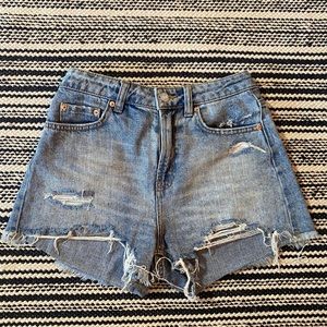 Ripped denim high waisted shorts